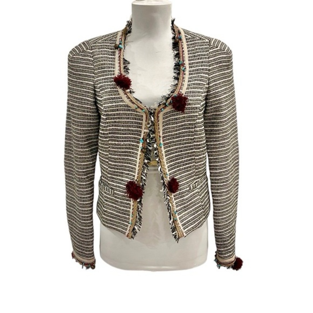 Maison Scotch Tweed Fringe Jacket